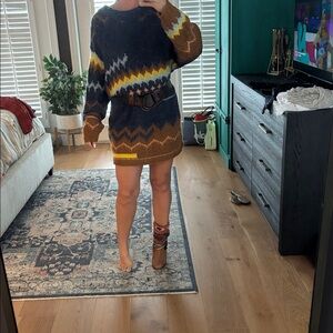 Free People Multicolor Chevron Sweater Dress
